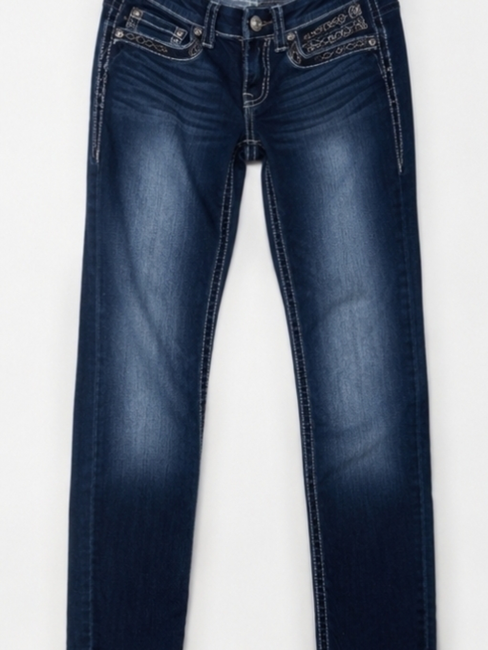 Daytrip Dark Blue Aries Skinny Jeans With Embroidery And Jems